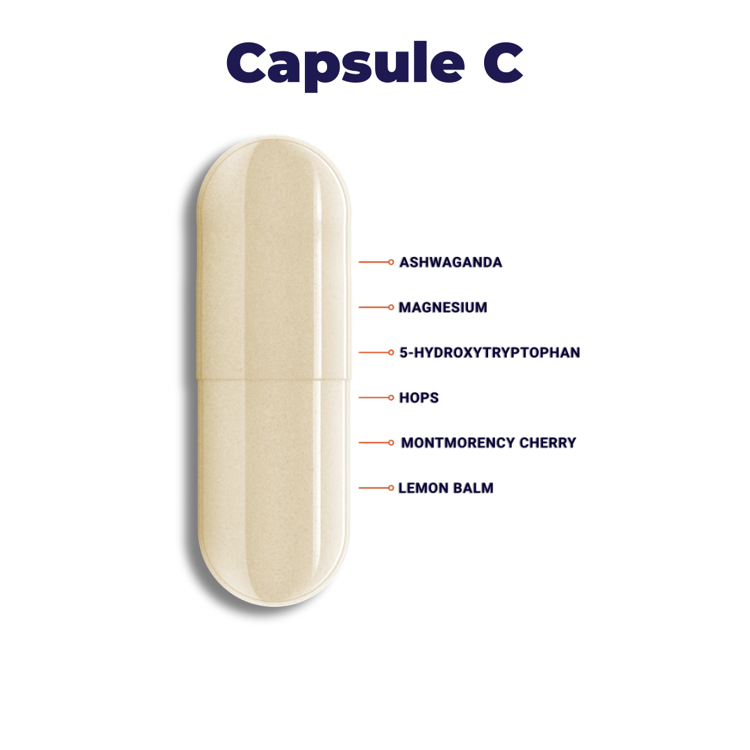 Image shows a Rebound Recovery wellness supplement alongside its list of ingredients, including magnesium to support sleep and mood.